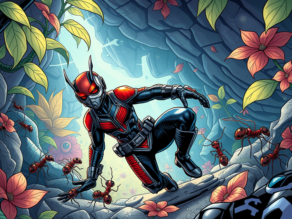 Create a featured image of ant man showcasing him in his