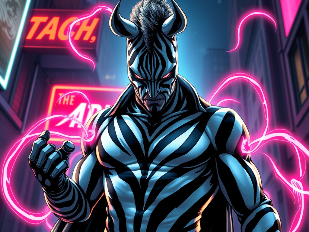 Create a featured image that captures the essence of zebra man