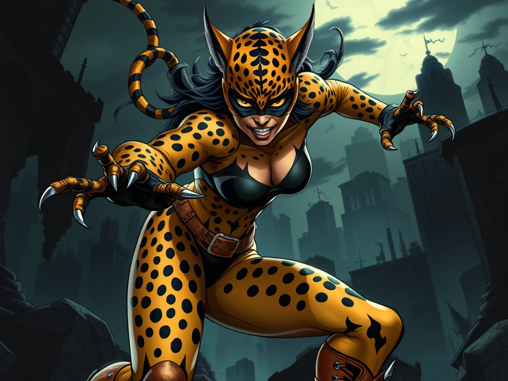 Create a high resolution highly detailed image featuring cheetah the fierce