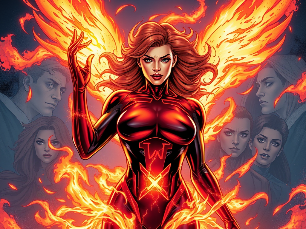 Create a high resolution highly detailed image of jean grey as