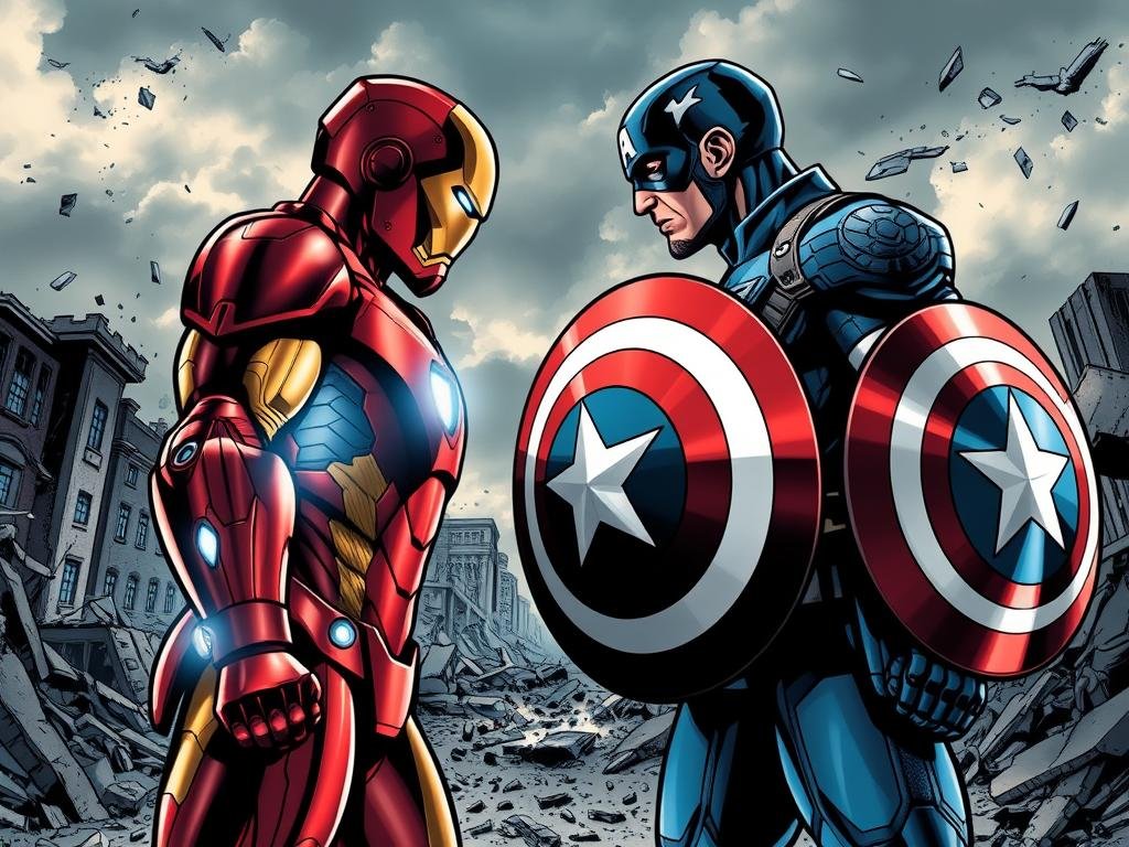 Iron Man Vs Captain America The Civil War Conflict Hero And Villain 