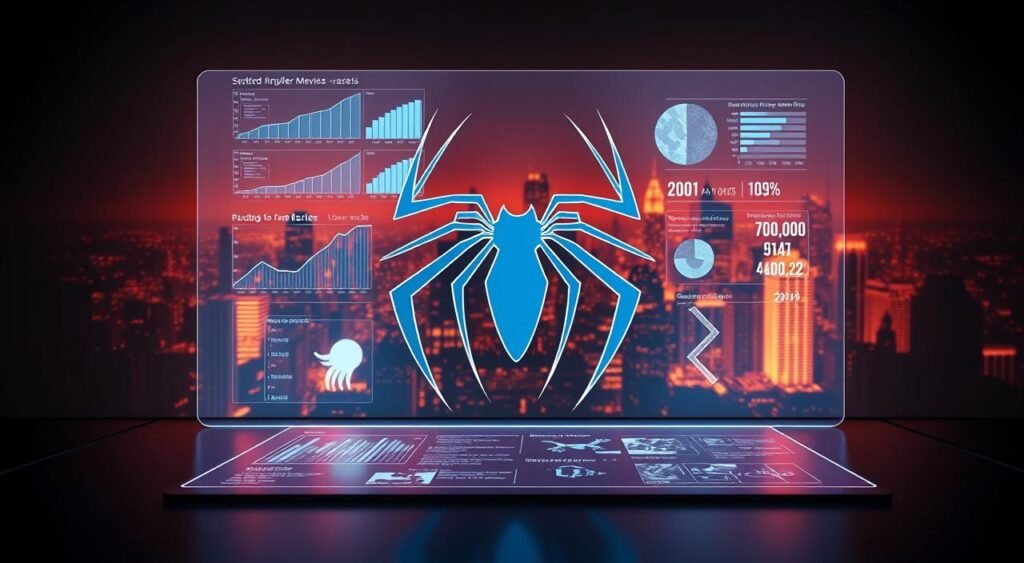 A detailed analysis of 2024 fan polls ranking Spider-Man movies, set against a sleek, minimalist backdrop. In the foreground, a holographic projection displays a series of graphs and charts, meticulously highlighting key trends and insights. The middle ground features a stylized Spider-Man symbol, its web-like structure subtly incorporating the poll data. In the background, a cityscape of skyscrapers and neon lights sets the scene, evoking the vibrant world of the web-slinger. Warm, directional lighting casts dramatic shadows, creating a sense of depth and atmosphere. The overall aesthetic is one of modern, data-driven analysis, seamlessly blending technology and the iconic superhero. Uma análise detalhada das pesquisas de fãs de 2024 que classificaram os filmes do Homem-Aranha, em um cenário elegante e minimalista. No primeiro plano, uma projeção holográfica exibe uma série de gráficos e tabelas, destacando meticulosamente as principais tendências e insights. O plano central apresenta um símbolo estilizado do Homem-Aranha, cuja estrutura em forma de teia incorpora sutilmente os dados da pesquisa. Ao fundo, uma paisagem urbana de arranhões-céus e luzes de neon compõe o cenário, evocando o mundo vibrante do lançador de teias. A iluminação quente e direcional projeta sombras dramáticas, criando uma sensação de profundidade e atmosfera. A estética geral é de análise moderna e baseada em dados, combinando perfeitamente a tecnologia e o super-herói icônico.