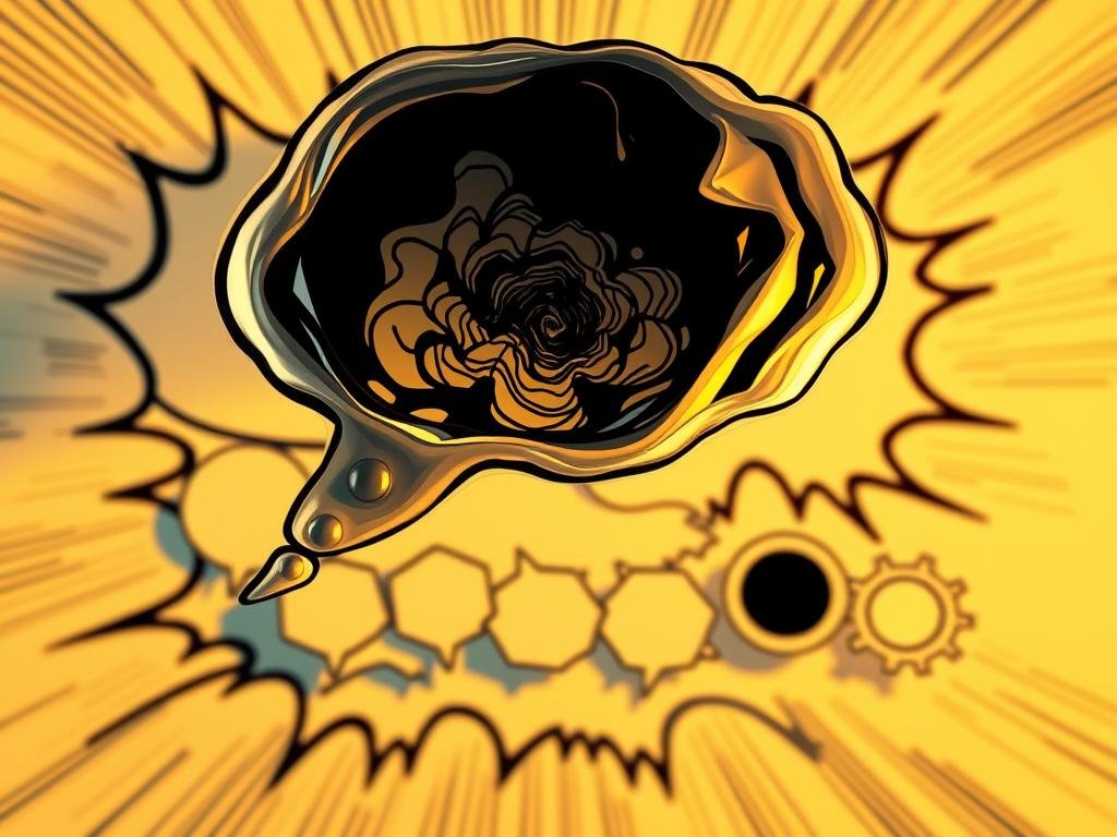 A thought-provoking display of comic book visual symbolism. In the foreground, a floating thought balloon hovers, its wispy edges conveying the ephemeral nature of the mind's workings. Within, an abstract pattern of swirling lines and shapes, suggestive of the complex inner landscape of the character. The middle ground features a series of thought balloons in various stages of expansion, each one a unique interpretation of the form. The background is a stylized, monochromatic comic book panel, its minimalist design allowing the thought balloons to take center stage. Warm, directional lighting casts subtle shadows, heightening the three-dimensional effect and lending a sense of depth to the composition. The overall mood is contemplative, inviting the viewer to ponder the significance of this ubiquitous, yet often overlooked, element of comic book visual language. A thought-provoking display of comic book visual symbolism. In the foreground, a floating thought balloon hovers, its wispy edges conveying the ephemeral nature of the mind's workings. Within, an abstract pattern of swirling lines and shapes, suggestive of the complex inner landscape of the character. The middle ground features a series of thought balloons in various stages of expansion, each one a unique interpretation of the form. The background is a stylized, monochromatic comic book panel, its minimalist design allowing the thought balloons to take center stage. Warm, directional lighting casts subtle shadows, heightening the three-dimensional effect and lending a sense of depth to the composition. The overall mood is contemplative, inviting the viewer to ponder the significance of this ubiquitous, yet often overlooked, element of comic book visual language.