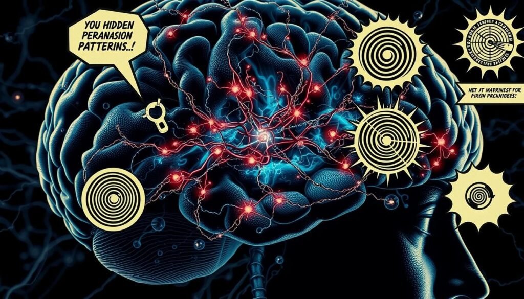 a close-up view of the human mind, with intricate neural pathways and synapses pulsing with energy, overlaid with comic book-style graphic elements and symbols representing the psychology of mind control, such as hypnotic spirals, brainwave patterns, and hidden persuasion techniques. The scene is bathed in a moody, atmospheric lighting, creating a sense of tension and mystery. The composition emphasizes the interplay between the scientific and the fantastical, hinting at the darker aspects of mind control as explored in comic book narratives. a close-up view of the human mind, with intricate neural pathways and synapses pulsing with energy, overlaid with comic book-style graphic elements and symbols representing the psychology of mind control, such as hypnotic spirals, brainwave patterns, and hidden persuasion techniques. The scene is bathed in a moody, atmospheric lighting, creating a sense of tension and mystery. The composition emphasizes the interplay between the scientific and the fantastical, hinting at the darker aspects of mind control as explored in comic book narratives.