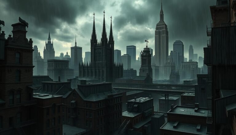 gotham city architecture detailed batman