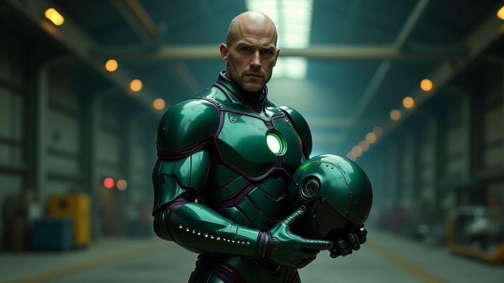 Lex Luthor armor design and features you can spot visually