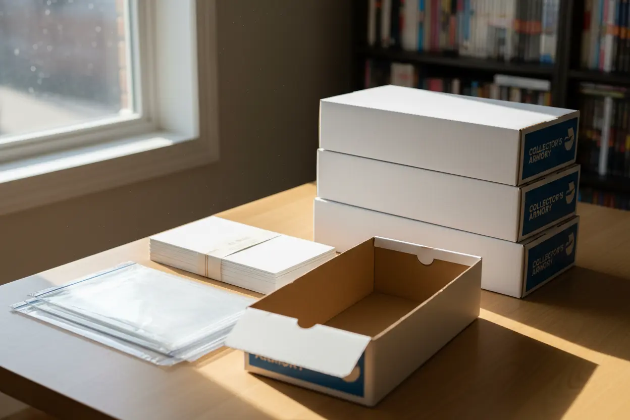 Mylar bags, backing boards, and comic book storage boxes.