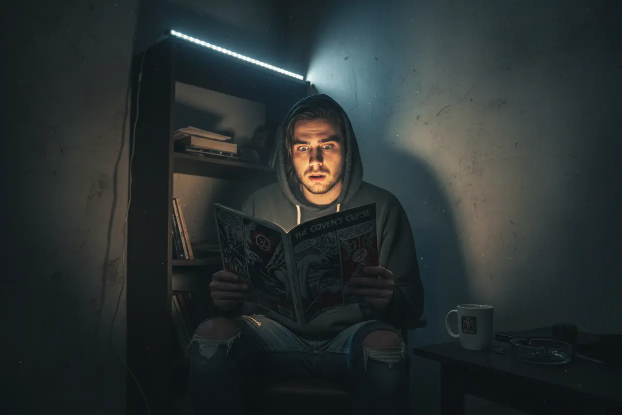 Person reading top scary horror comics to read