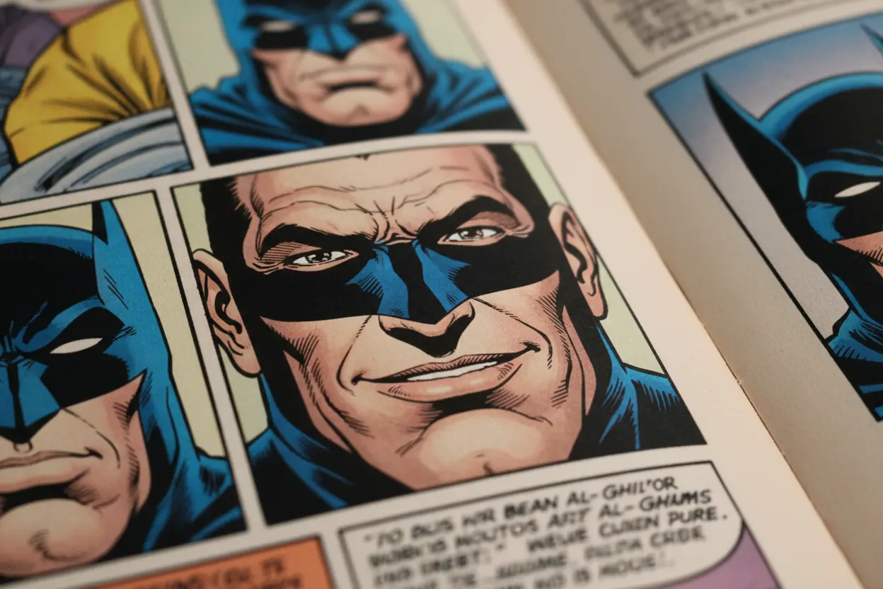 Close-up of Neal Adams' Batman artwork