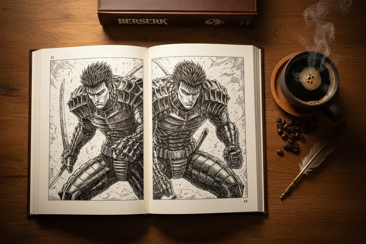 Open Berserk Deluxe Edition Vol. 1 with large artwork