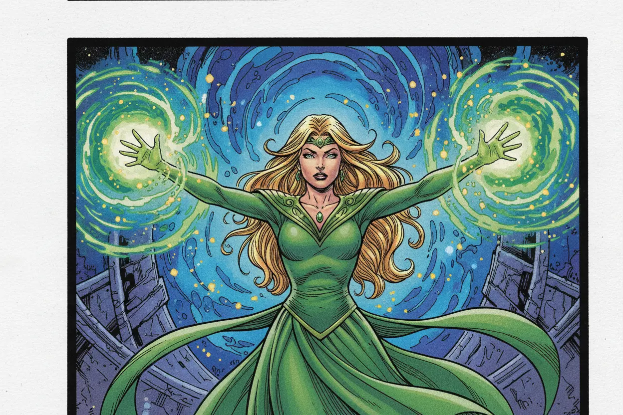 Close-up of Enchantress's powers