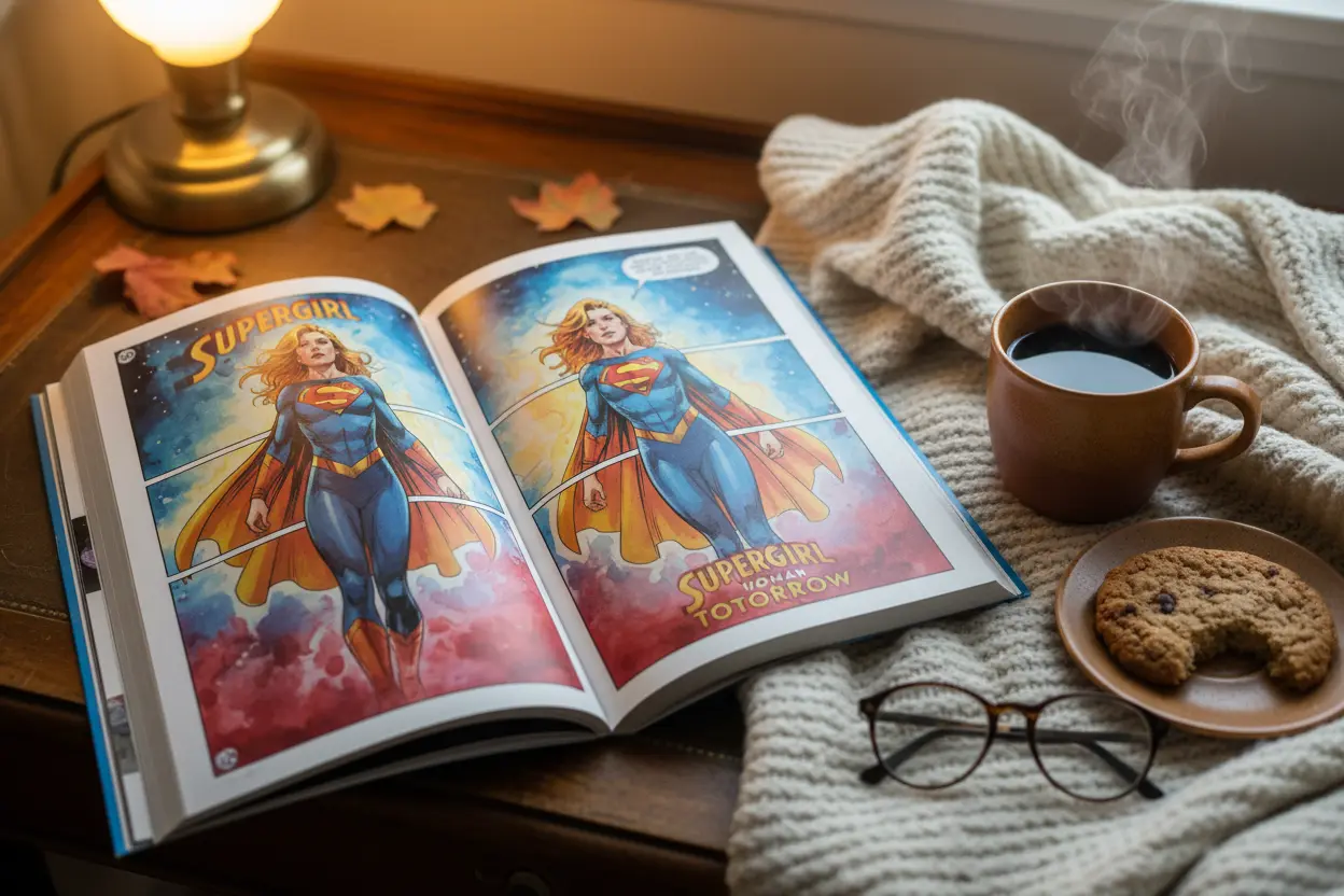 Supergirl: Woman of Tomorrow Compact Comics open to an artwork page