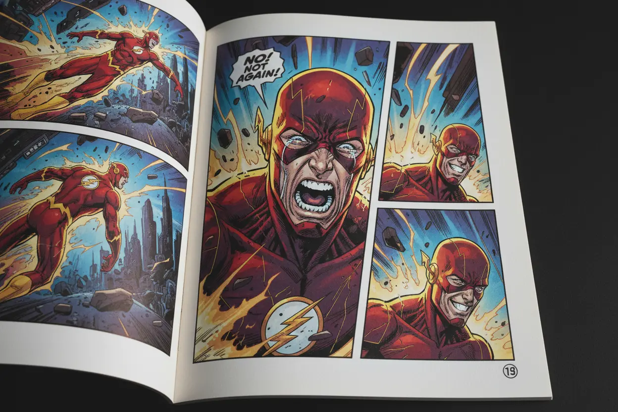 Close-up of The Flash Simon Spurrier 2024 Run interior art