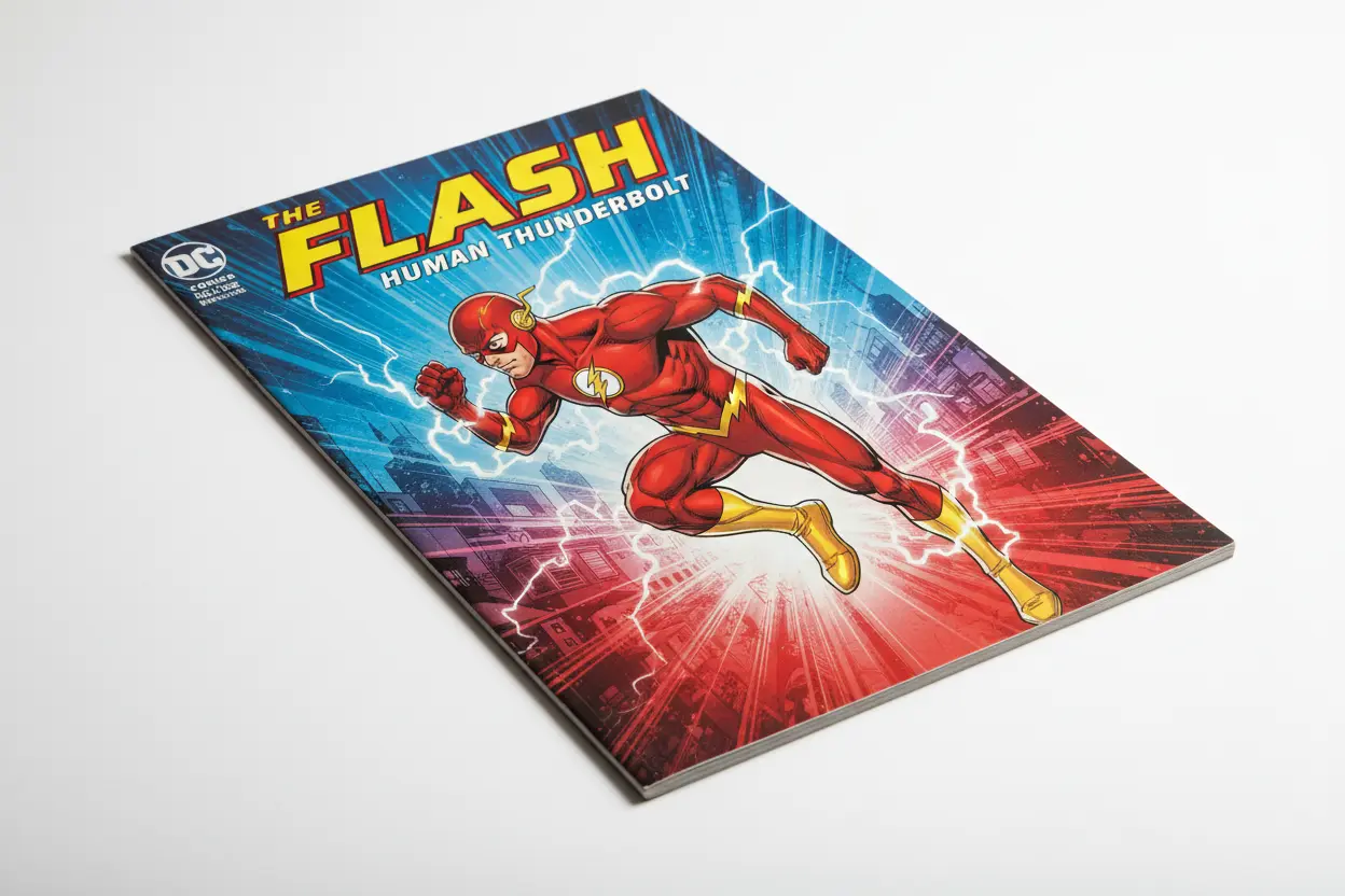 Close-up of The Flash Human Thunderbolt comic book cover