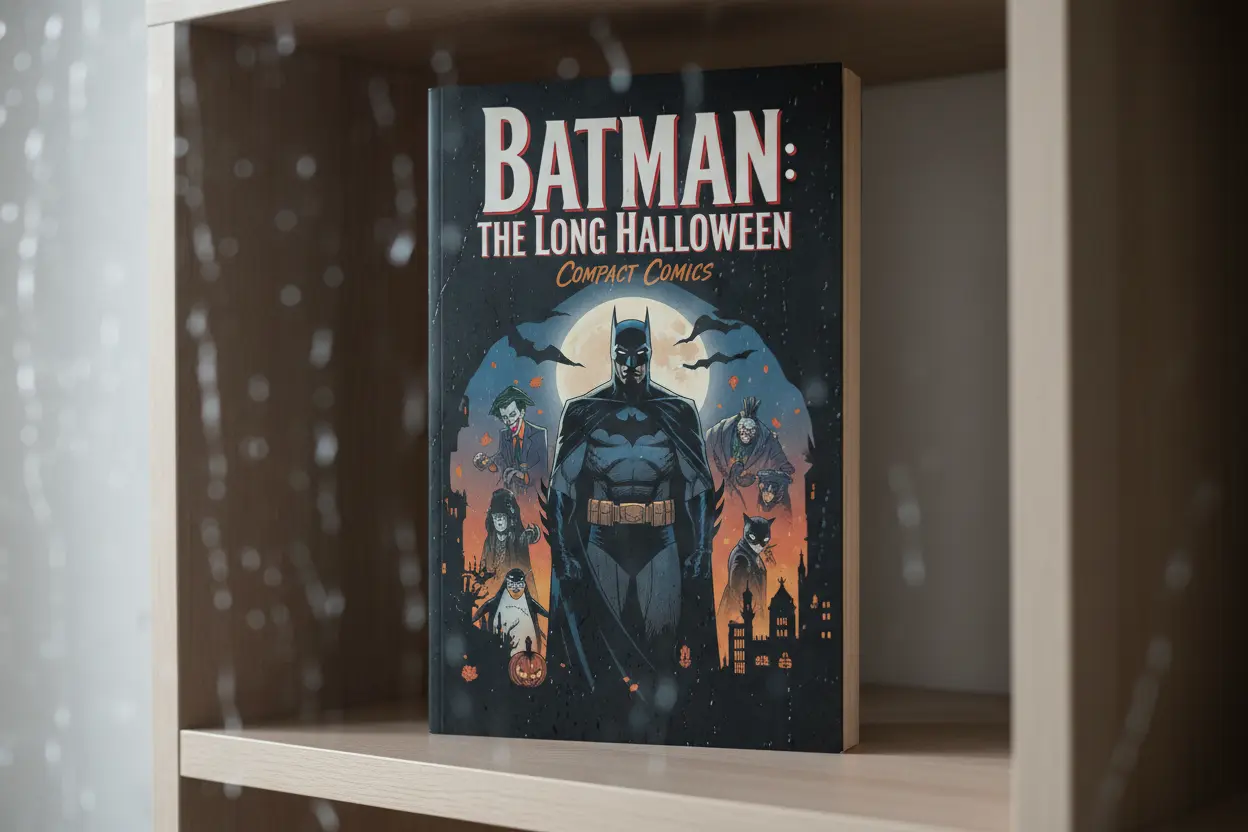 Close-up of Batman The Long Halloween Compact Comics cover art