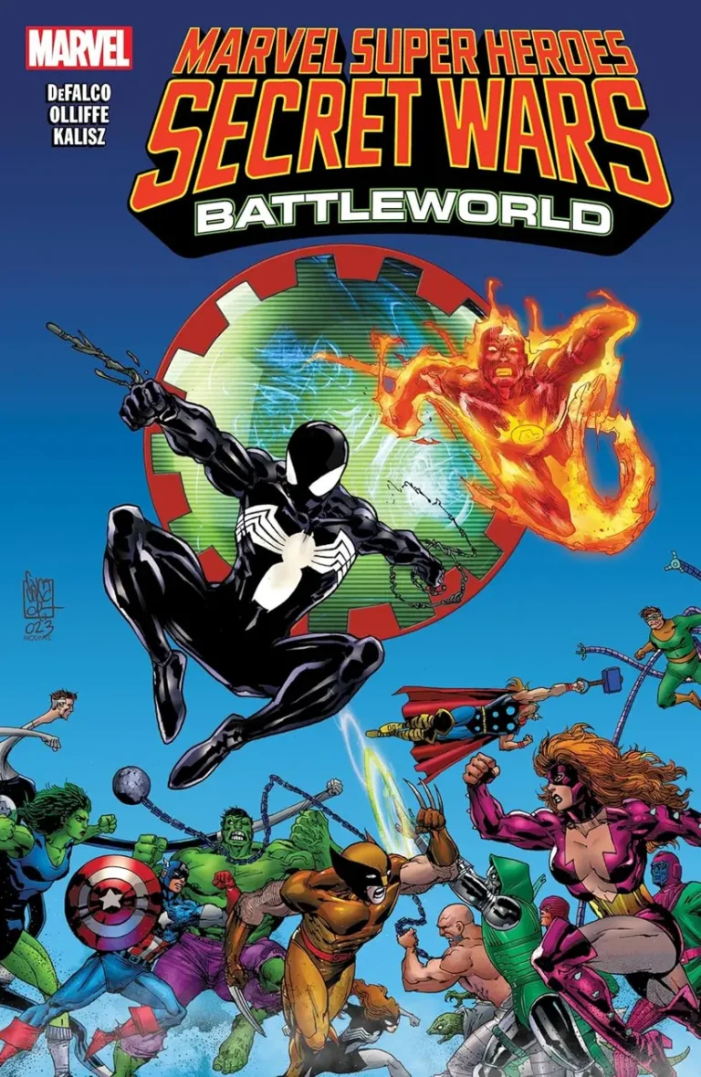 Close-up of Marvel Super Heroes Secret Wars Battleworld comic book cover.