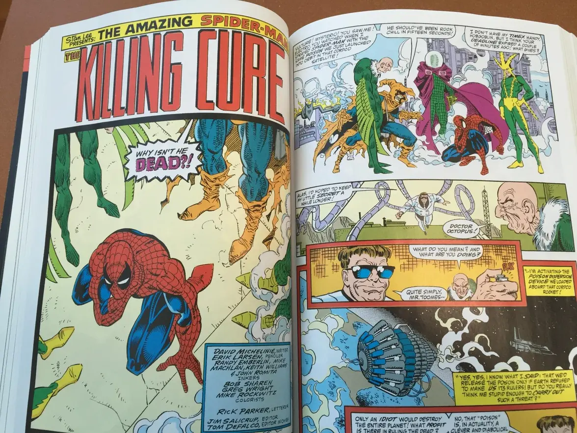 Amazing Spider-Man Epic Collection: Return Of The Sinister Six Paperback open to an interior art page