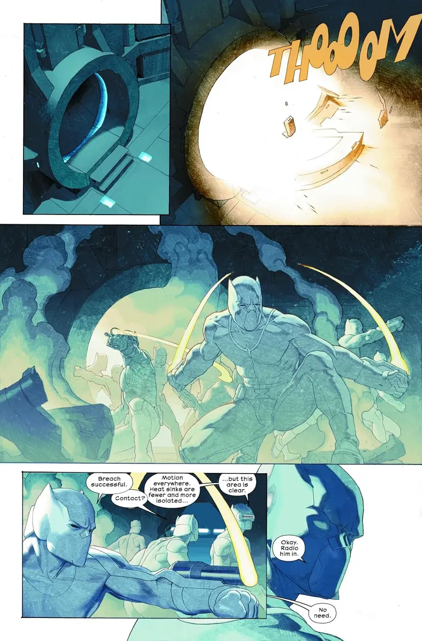 Aliens vs Avengers comic book open on a wooden table