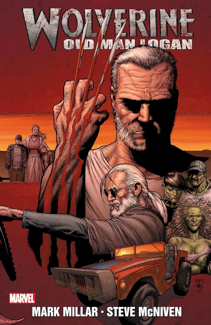 Spine of Wolverine Old Man Logan graphic novel on a bookshelf