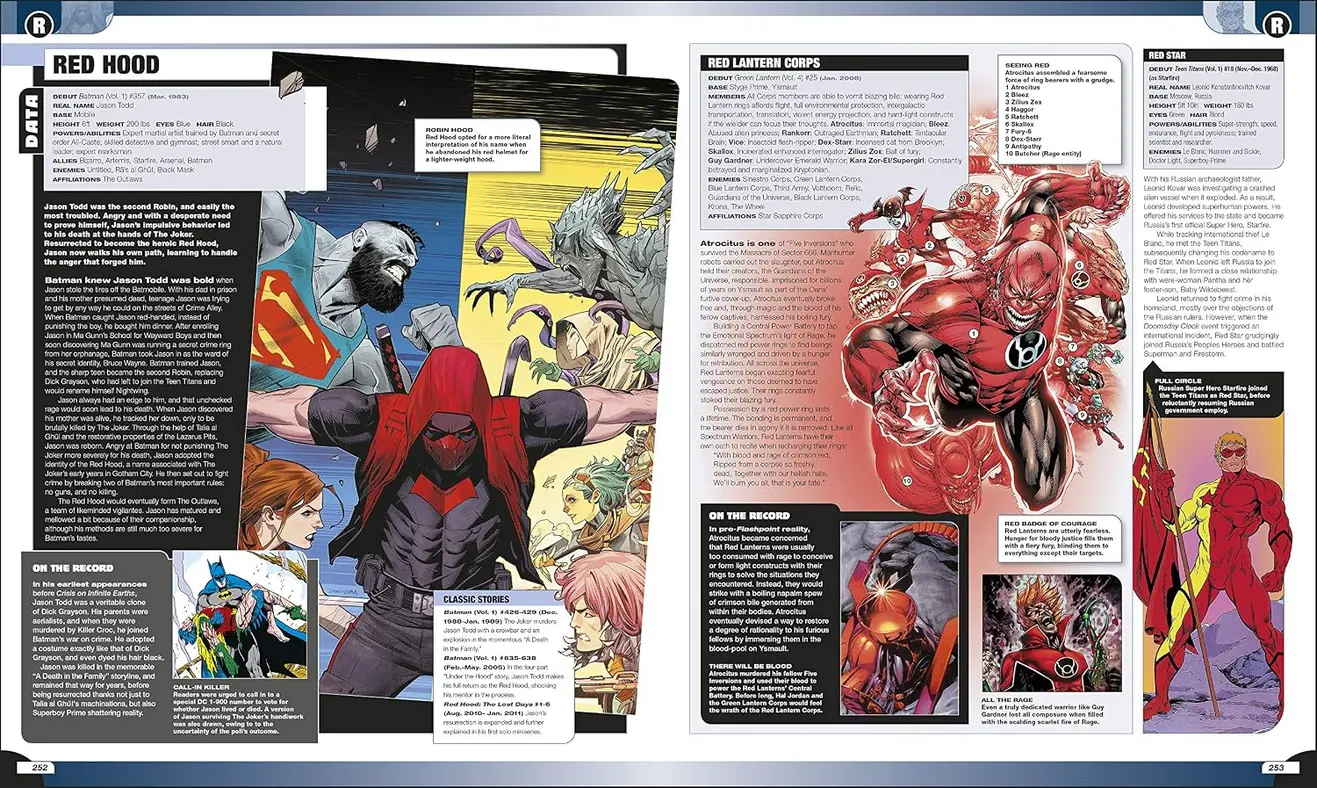 The DC Comics Encyclopedia New Edition hardcover book on a bookshelf