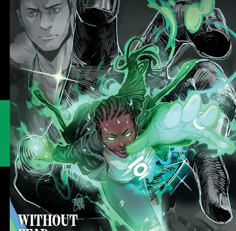 Absolute Green Lantern Vol. 1: Without Fear comic book cover displayed on a shelf