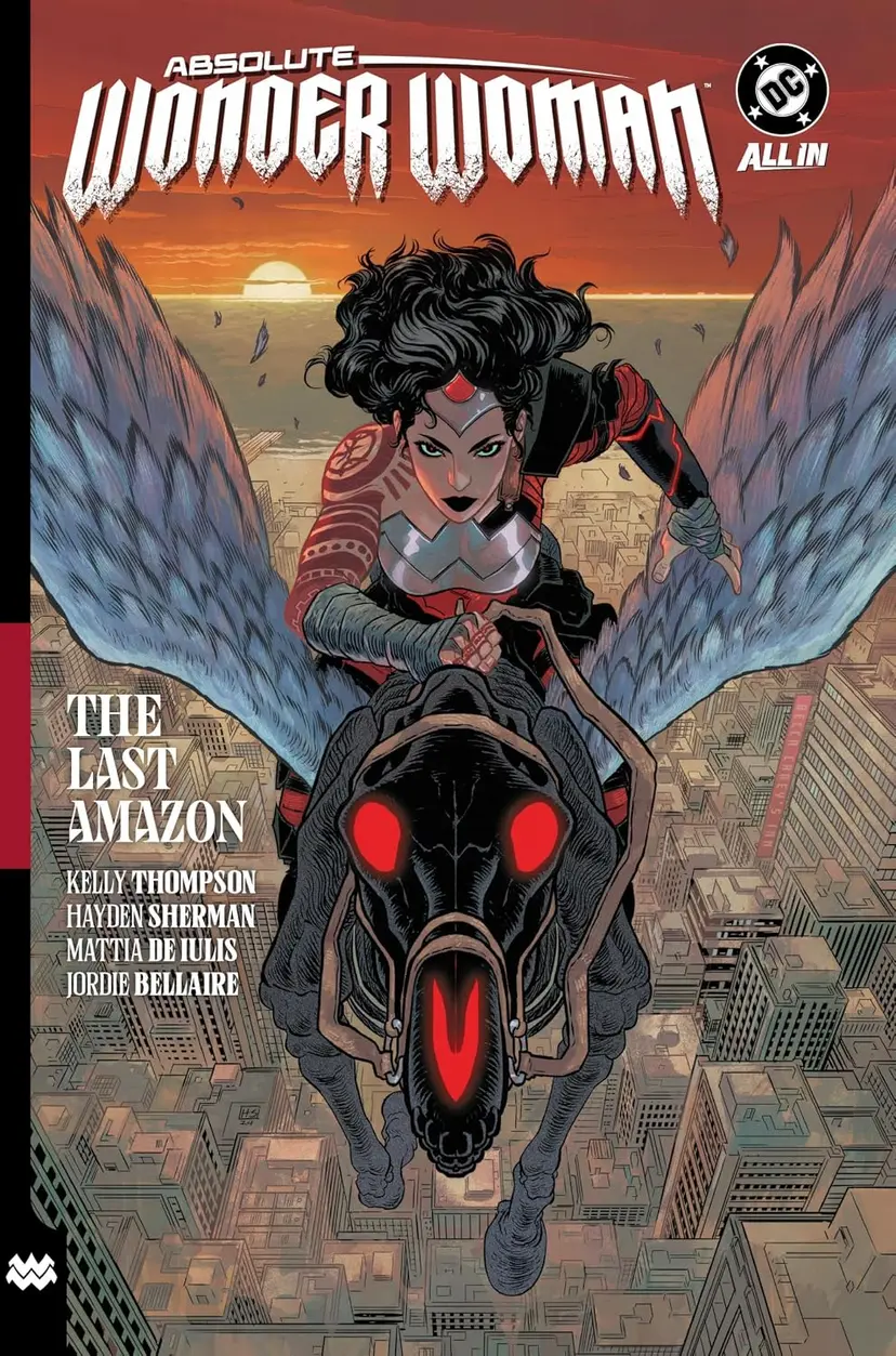 Absolute Wonder Woman Vol. 1: The Last Amazon comic book spine on a bookshelf
