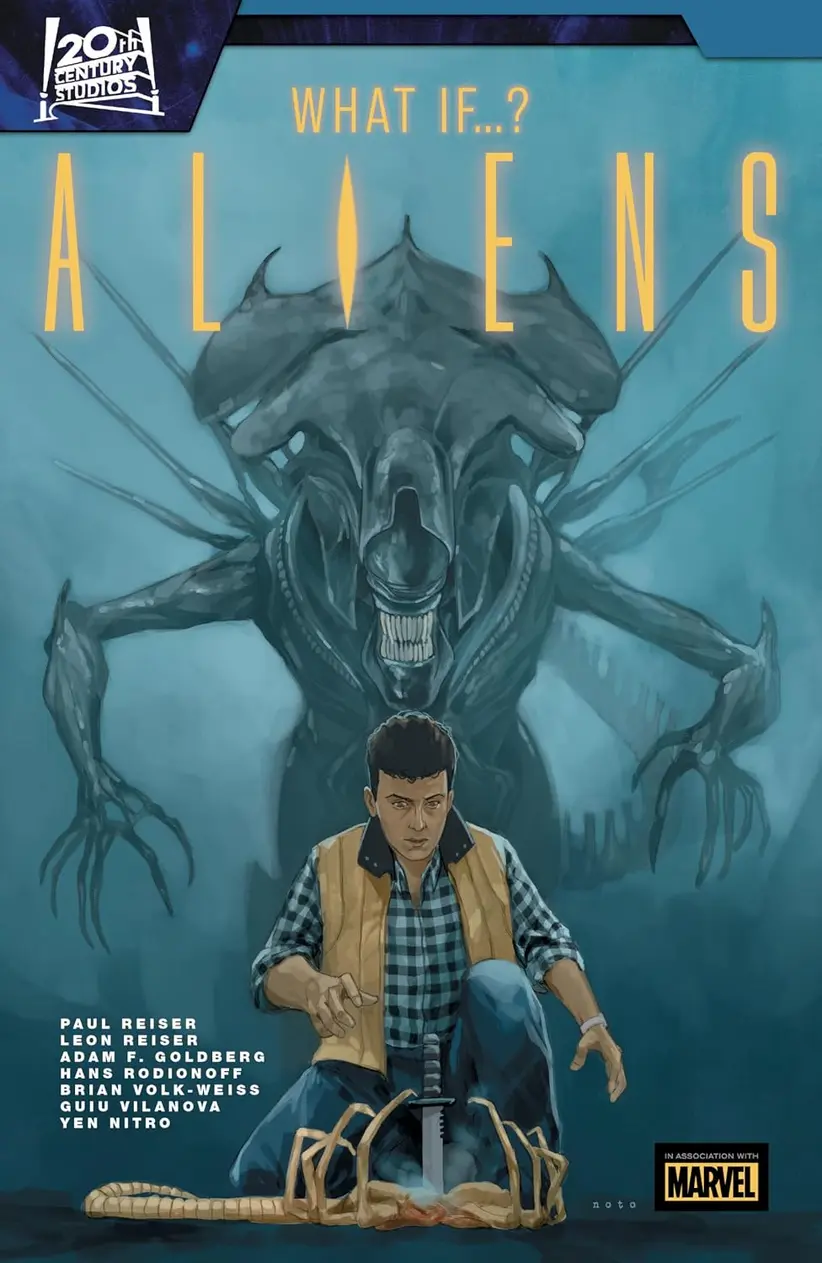 Aliens What If graphic novel spine on a bookshelf