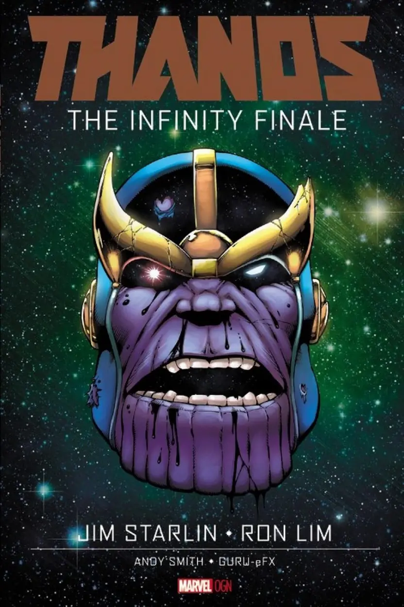 Open Thanos: The Infinity Finale hardcover showing interior art