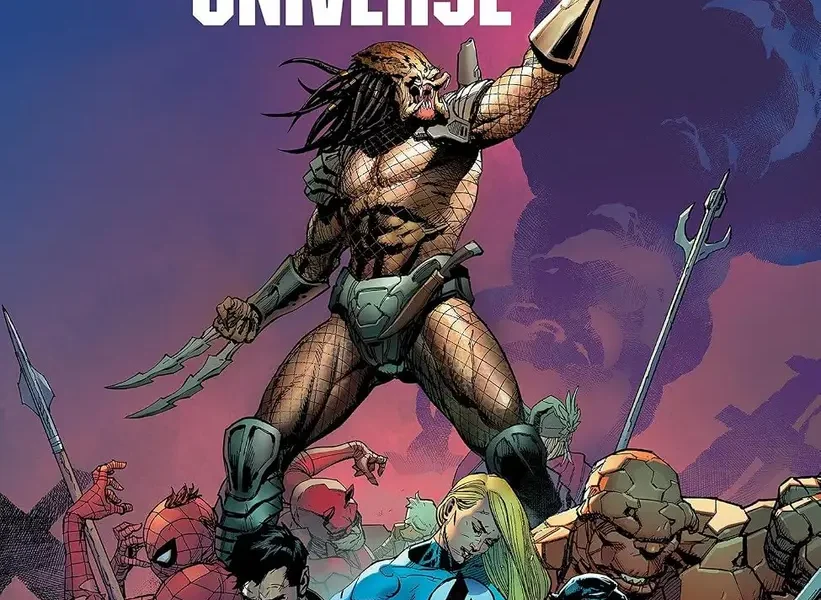 Predator Kills The Marvel Universe paperback comic book displayed on a clean white surface