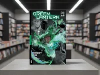 Absolute Green Lantern Vol 1 comic on a counter in a well-lit bookstore.