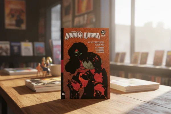 Absolute Wonder Woman Vol 2 comic book on a wooden table.