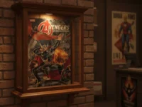 Avengers by Jonathan Hickman comic cover on display in a comic book store.